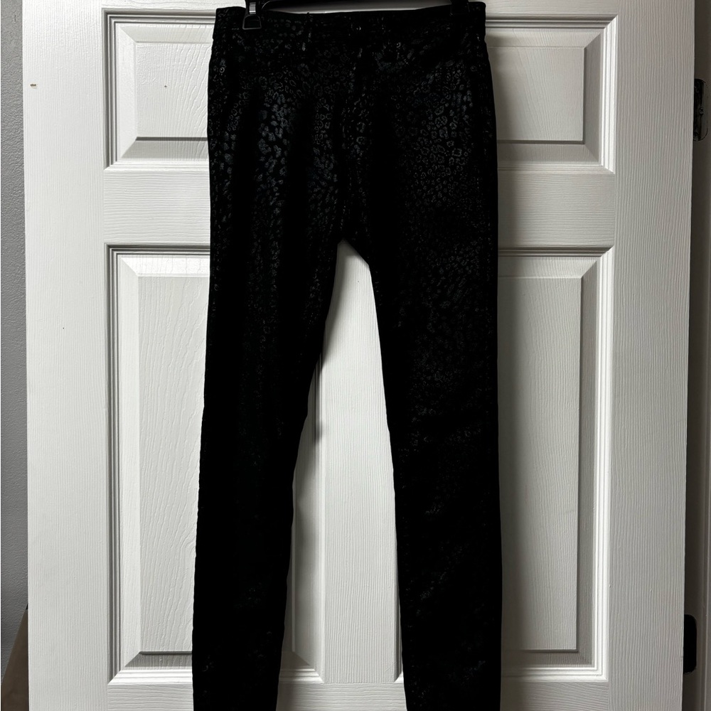 Royalty For Me Black skinny jeans, metallic leopard, 8